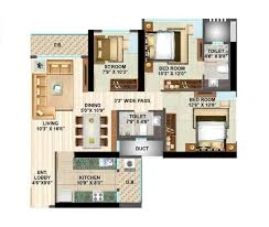 3 BHK Flat for Rent in Lotus Sky garden Tower, Kandivali West